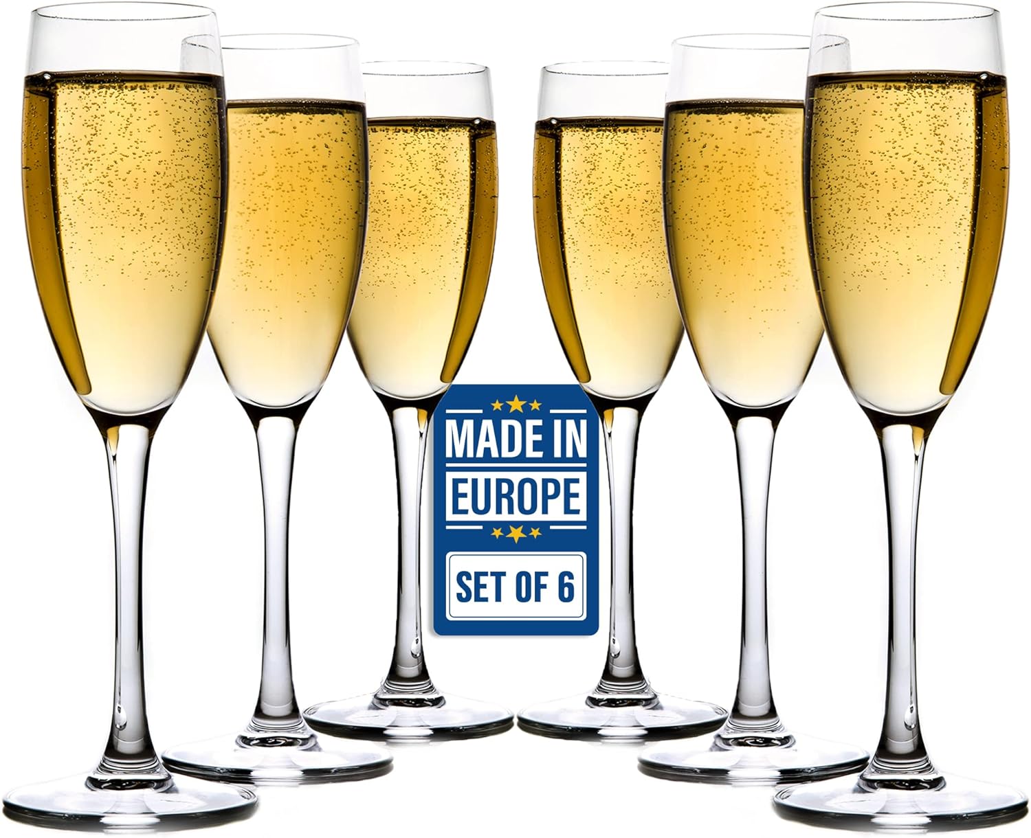 CRYSTALIA Premium Cristal Flute Champagne Lot de 6 100% SANS PLOMB Verres à Champagne Coupe, Flutes a Champagnes Verre, Coupe de Champagne Flûtes en Verre pour Mariage Flûtes à Champagne Flute Glasses