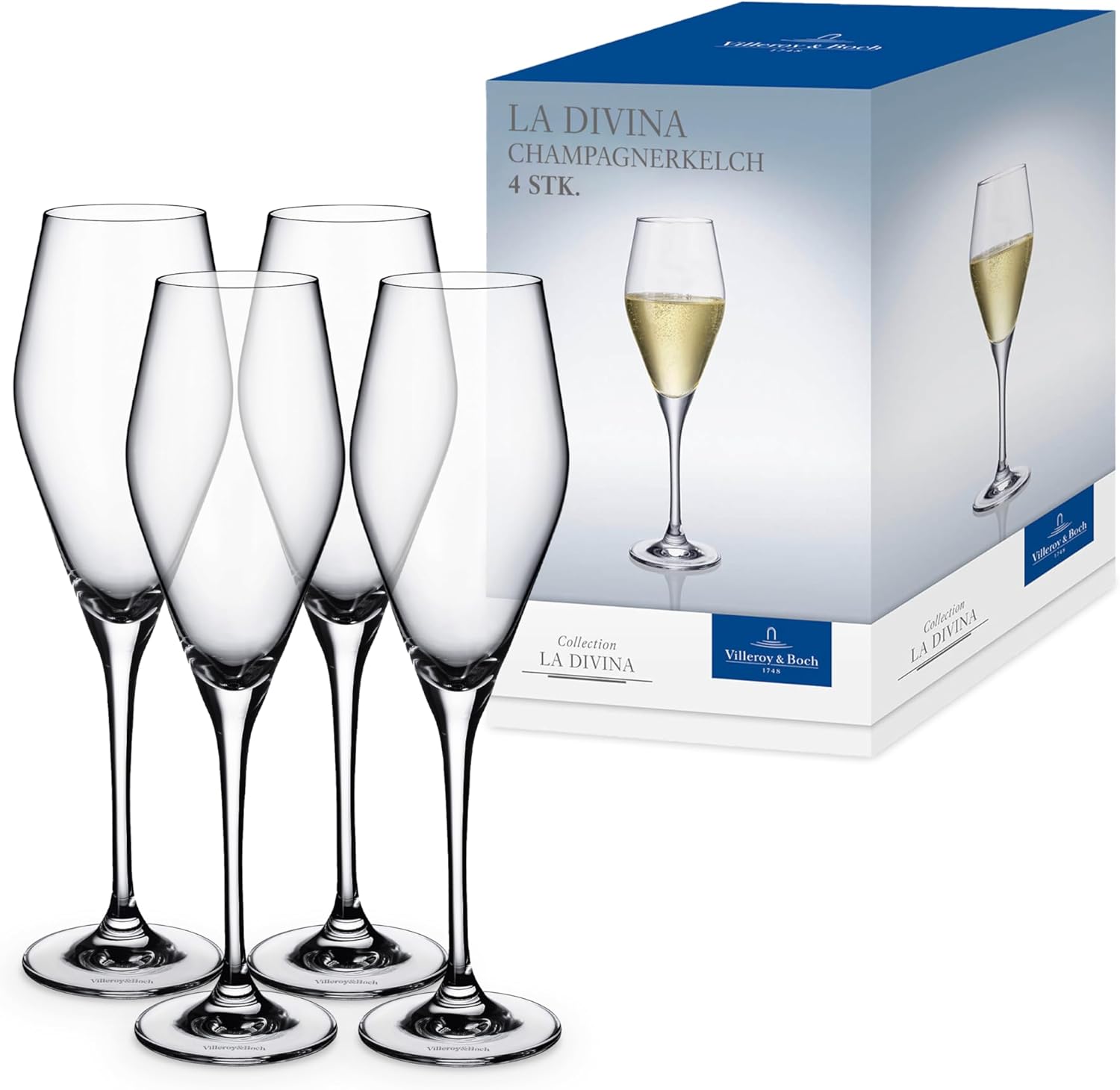 Villeroy & Boch La Divina Champagne Flute, Set 4pcs 4 Unité (Lot de 1) Flute a Champagne
