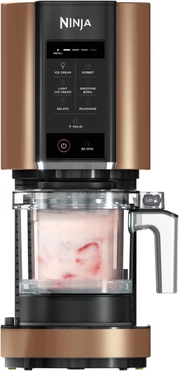 CREAMi Sorbetière & Fabrique à Desserts Glacés 3 Pots, 7 Programmes, Crème glacée, Glace italienne, Sorbets, Smoothie Bowls, Milkshakes et plus encore, 1,4 L, Noir & Cuivre, NC300EUCP CREAMi Noir & Cuivre