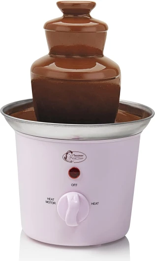 Fontaine à chocolat, 3 étages, petite fontaine à chocolat avec fonction de maintien au chaud, 60 watts, couleur: Rose
