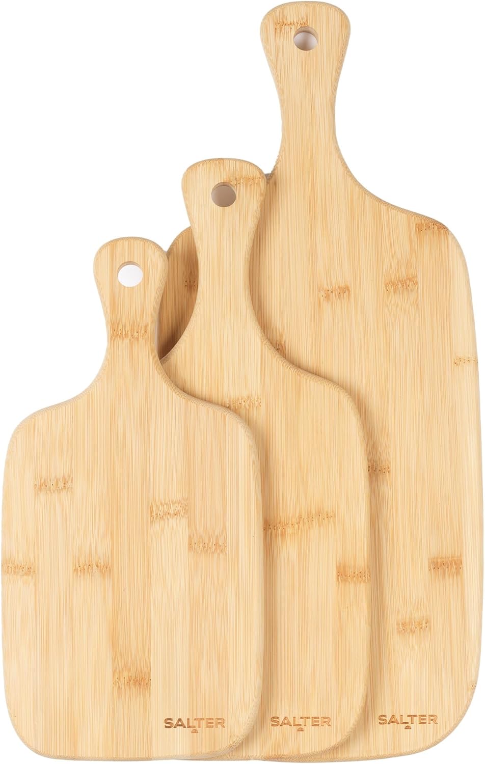 Lot de 3 Planche à Découper Bois, Planches en Bambou 30/35/45cm pour Viande/Pain/Fromage, Set de Planches à Découper Résistantes, Grande Planche de Service Cuisine Durable Lot de 3 planches à découper à cheval