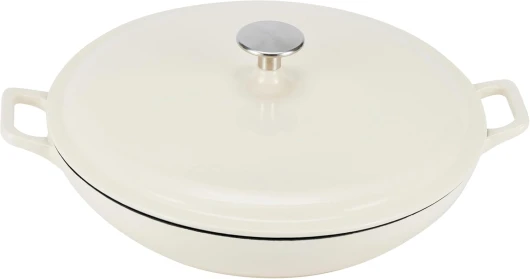 Sauteuse en fonte Ronde émaillée avec couvercle, 3.1 L, Blanc