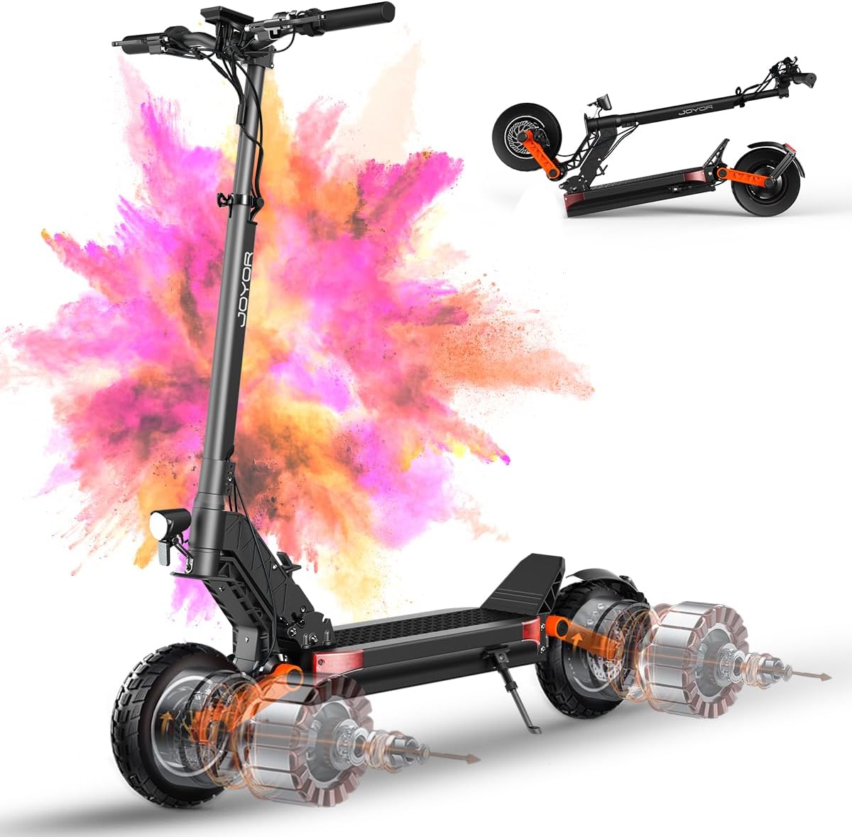 Trottinette Electrique Adulte S/T Serie Autonomie 50-90KM Batterie 48/60V 13/18/26Ah Moteur 600W/600W*2/1000W*2 Trotinette Electrique Puissante Tout Terrain Ultra Legere Double Suspension S10S-Z-2000W 60V 18Ah(70-85KM)