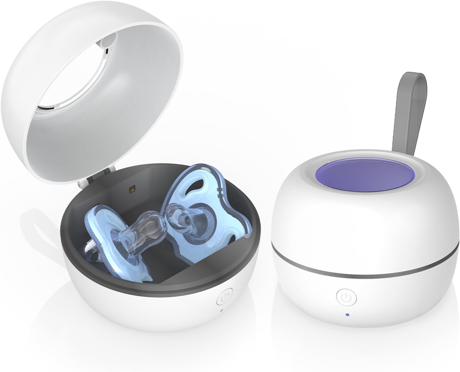Stérilisateur UV Portable Amélioré, Stérilisateur Portable pour Tétines, Stérilisation à 99,99% en 3 Minutes, Autonomie de 270 Minutes, Désinfecteur de Tétines pour Bébé en Déplacement Blanc(10cm)