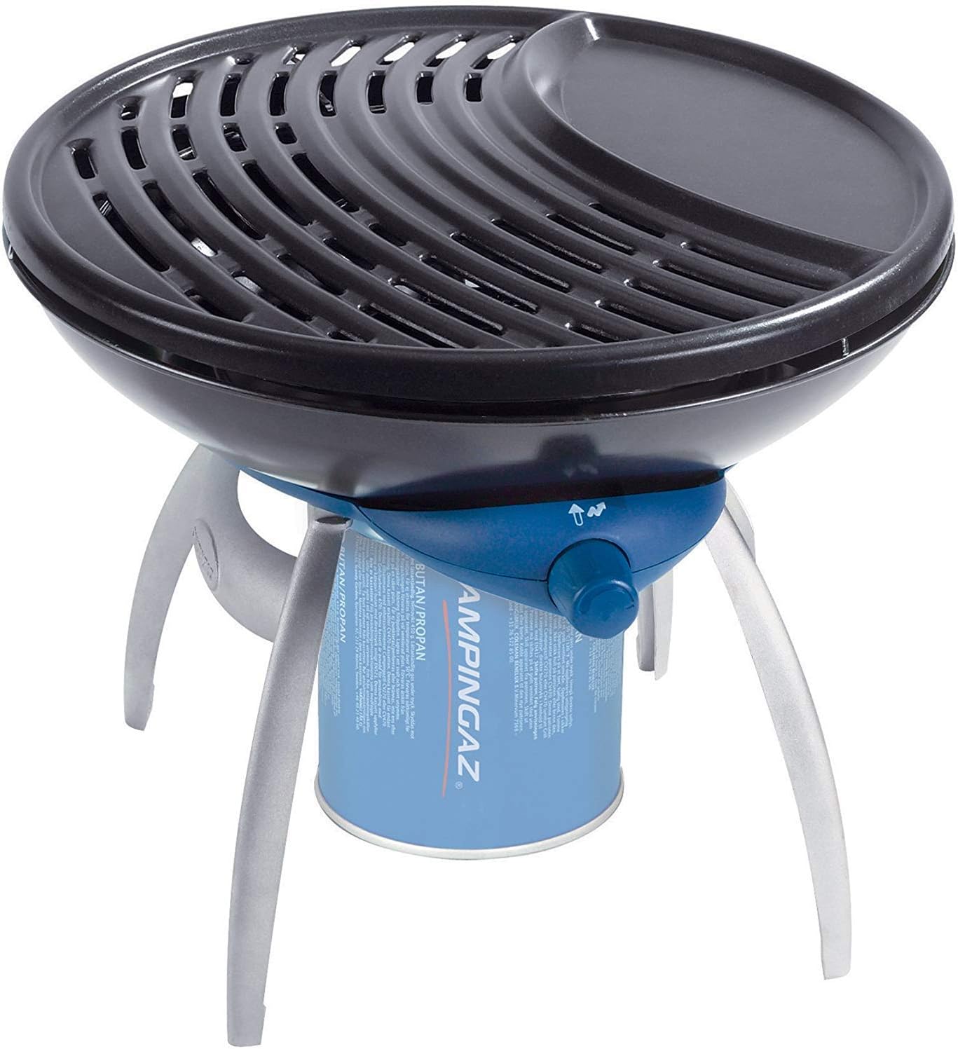 Réchaud à Gaz Party Grill, Réchaud Camping 1.350 W, Barbecue Portable, Petit Barbecue Grille, Plaque Cuisson Gaz, pour Caravane, Camping et Balcon Party Grill Bleu