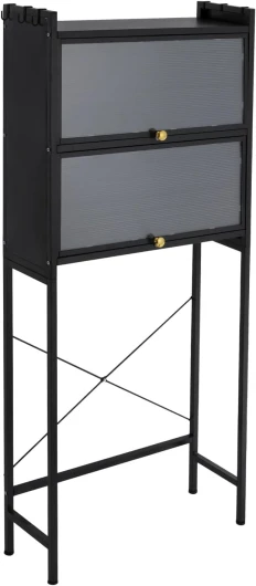 SICHENSH Étagère de toilette, meuble de machine à laver, étagère autoportante sur machine à laver, étagère de salle de bain à 3 étages, avec crochets amovibles et pieds antidérapants, étagère pour Noir