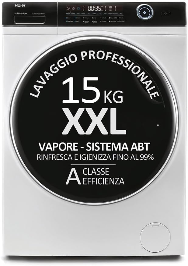 I-Pro Series 7 Plus HW150-BP14986E Machine à laver 15 kg 1400 tours Moteur inverseur BPM Panier XXL éclairé Classe A H x L x P (cm) 98 x 70 x 63 Blanc