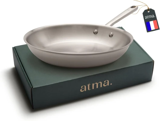 La Bonne Poêle Inox Triple Couche - Poêle Induction 28cm avec Manche Riveté - Sans PFAS ni Revêtement Chimique - Compatible Tous Feux et Four - Fabriquée en France