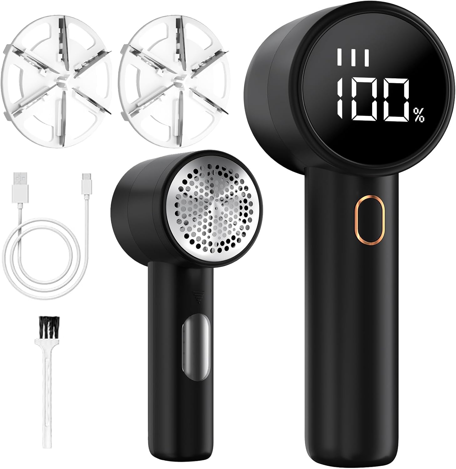 BZGG Rasoir Anti Bouloche Électrique,Écran LED,Rechargeable Câble Type-C,Tête à 6 Lames Fraise à Peluches,Idéal pour Vêtements Canapés Couvertures Rideaux,Noir.