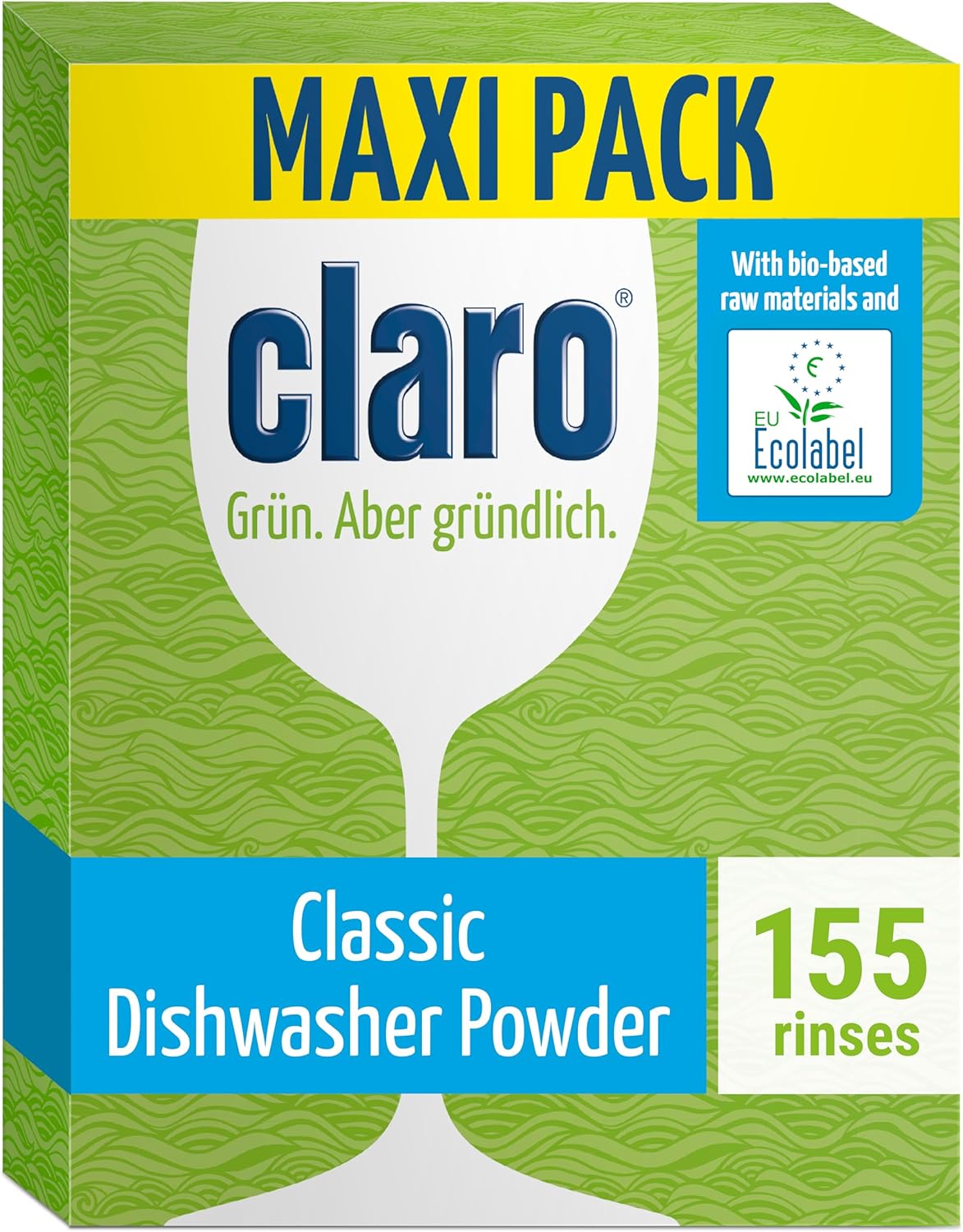 Claro Classic Poudre pour lave-vaisselle écologique – 2,8 kg de poudre pour lave-vaisselle – Sans phosphate, écologique et végétalien – 155 lavages