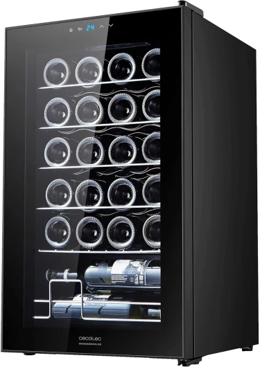 Cave à vin Bolero GrandSommelier 2450 Black Compressor - Cave à vin noire, 24 bouteilles, compresseur, température réglable 5-18°C, panneau tactile - 24 Bouteilles Noir