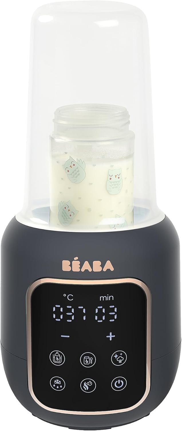BÉABA, Chauffe-Biberon/Stérilisateur, Chauffe Lait Maternel/Infantil, Multifonctions : 5 Modes, Bain-Marie, Chauffe Petit Pots, Décongelation, Mode Rapide, Mode Stérilisation, Multi Milk, Night blue
