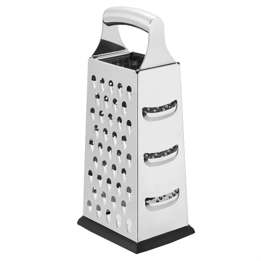 Rectangulaire Râpe à fromage ultra robuste en acier inoxydable 4 côtés avec base antidérapante 22,9 cm, Noir (Anciennement marque AmazonCommercial) 4 faces
