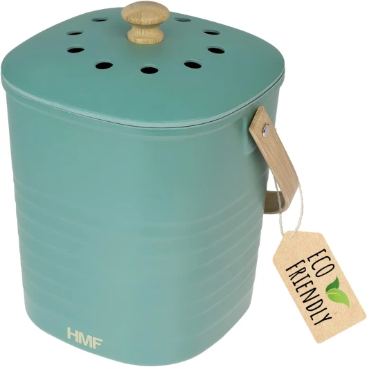 Poubelle Bio Durable de Cuisine, Seau à Compost inodore avec Couvercle - 3 L - Vert Vert 3 L