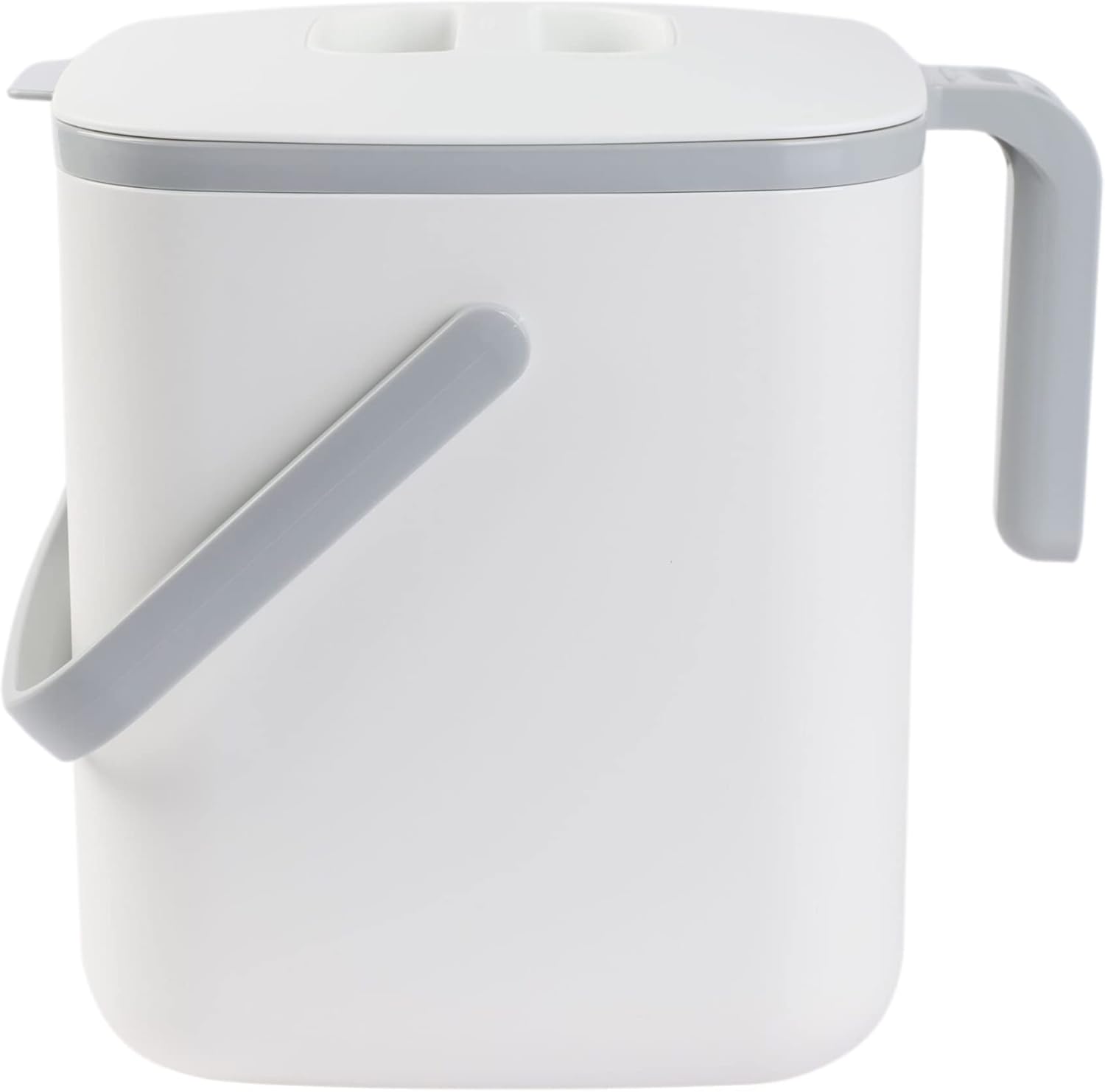 Bac à Compost de Cuisine - Bac de Déchets Alimentaires Facile à Nettoyer avec Poignées - Bac à Compost de Cuisine pour Plan de Travail - Fabriqué en Corée (5 L) - Blanc 1.32 gal / 5 L Blanc