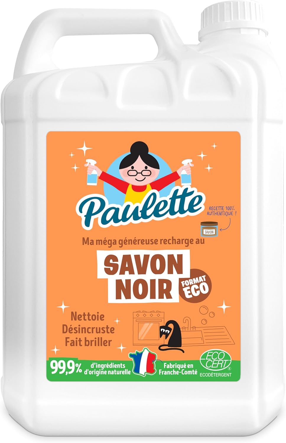 Savon Noir - Ultra-Dégraissant Ménager Multi-Surfaces Ecocert - Fabriqué en France - 5 L Sans parfum 5 l (Lot de 1)