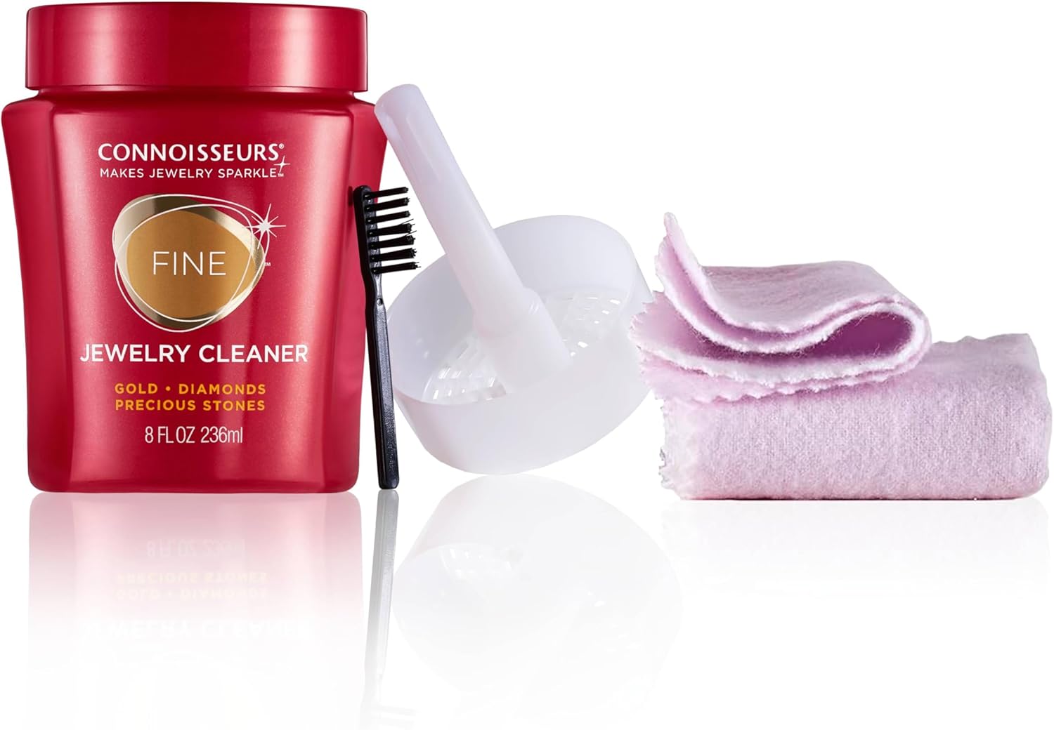 Connoisseurs Kit Nettoyant Bijoux - Nettoyage Diamants Platine Or Blanc Montres Boucles d’oreilles - Inclus Chamois de Polissage Gratuit