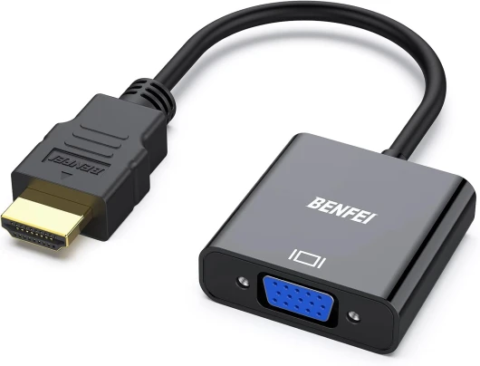 Adaptateur HDMI vers VGA, (mâle vers Femelle) pour Bureau, Ordinateur Portable, PC, Moniteur, projecteur, HDTV, Chromebook, Raspberry Pi, Roku, Xbox et Plus - Noir 1 Noir