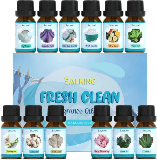 Faire le ménage Huiles Essentielles, 12x10ML citronnelle, coton frais, linge frais, savon à la cerise, air pur, aloe vera, talc, champ de lavande, lessive à la sauge de plage, linge frais etc - Faire le ménage 120 ml (Lot de 1)
