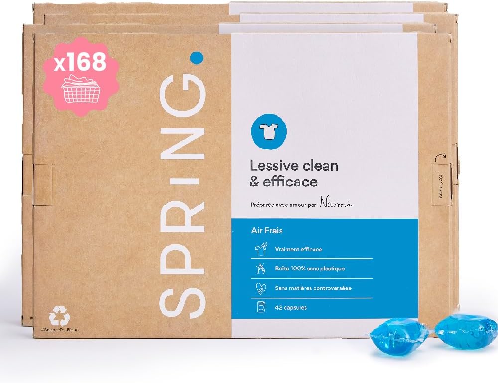 Lessive Air Frais - 168 Lavages- Fraîcheur Longue Durée - Nettoyage Efficace - Formule Clean - Parfum Agréable - Éco-responsable 168 unité (Lot de 1)