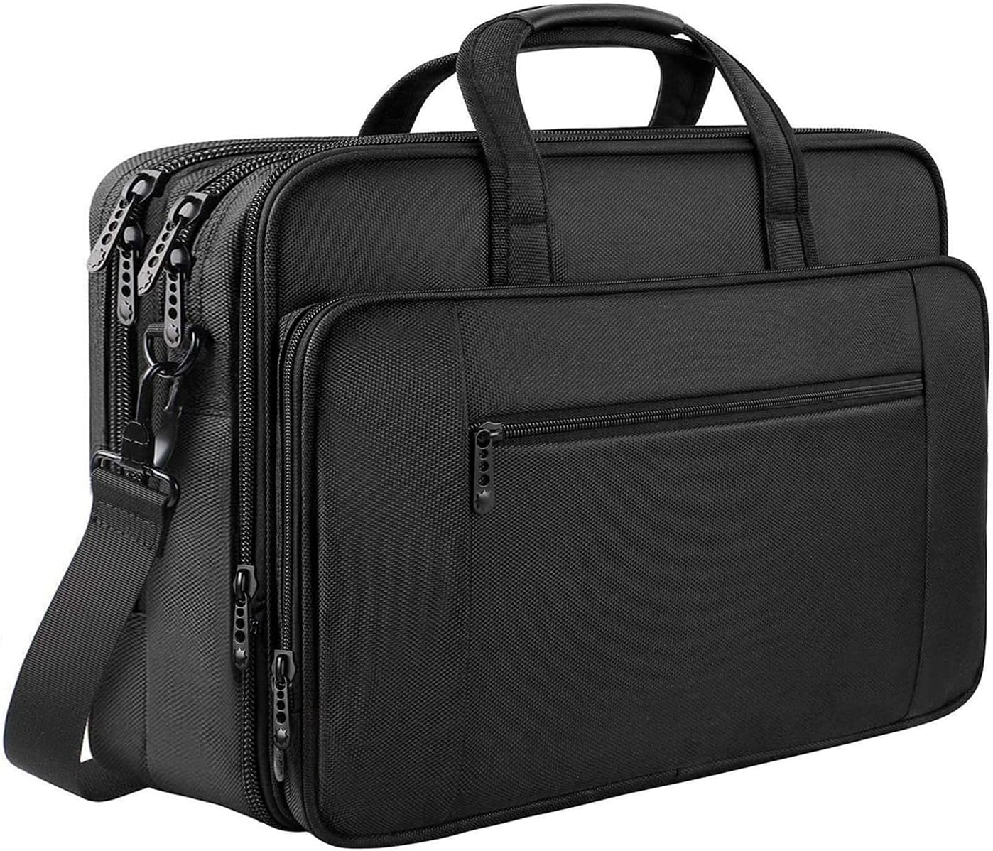 Mancro Sacoche Ordinateur Portable 17 Pouces, Grande Mallette d'Affaires pour Hommes et Femmes, Sac à Bandoulière Extensible étanche Multifonctionnelle pour Ordinateur Portable, Tablette, Noir