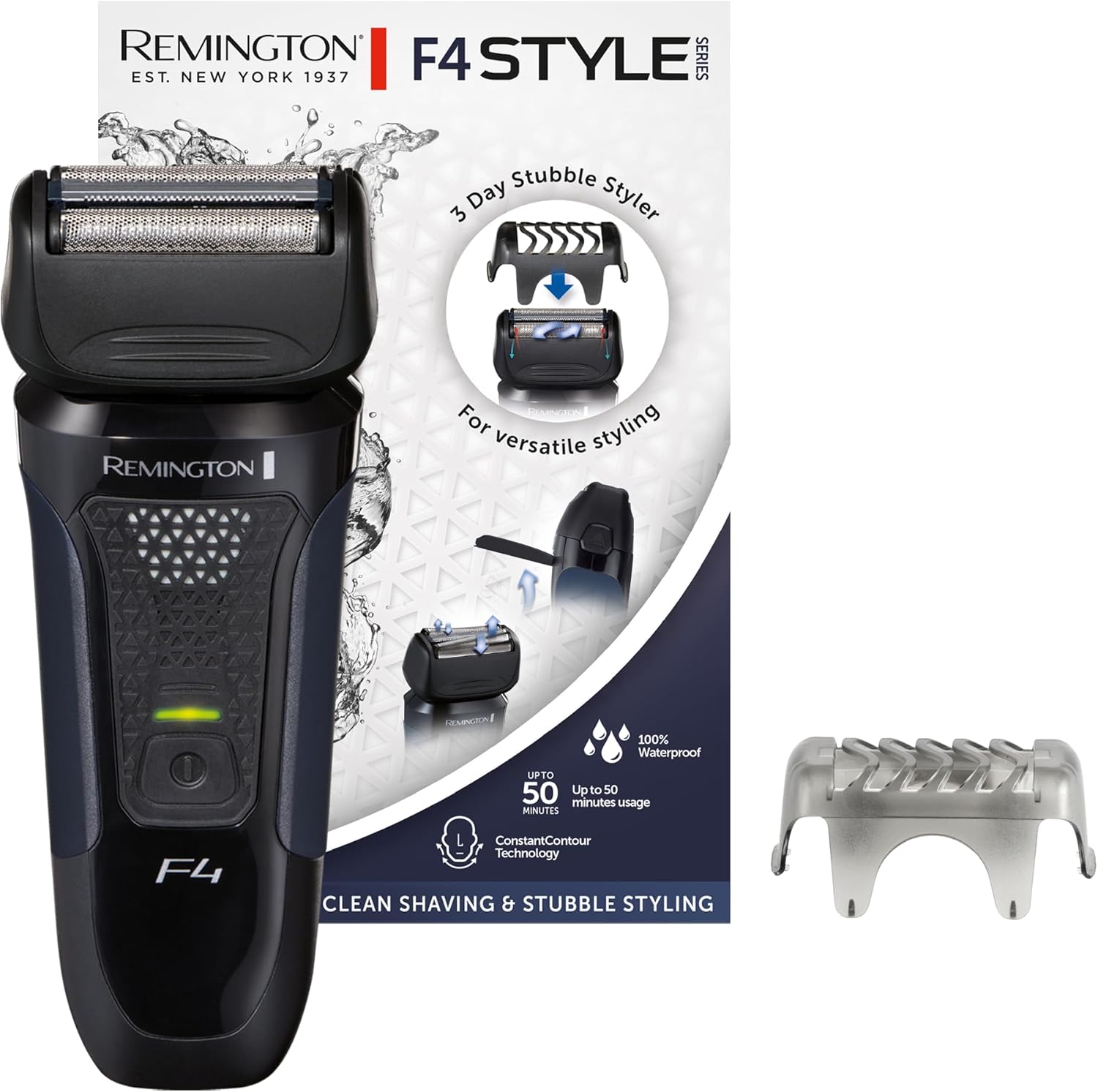 Rasoir électrique rasage à sec et humide Style Series F4 (100 purcent étanche, protège-tête incl., Tondeuse barbe 3 jours, ComfortTrim pour précision, Secteur/sans fil 50min) Tondeuse F4002 Rasoir grille F4