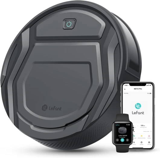 Aspirateur Robot, Mince Silencieux Connecté WiFi/Bluetooth/Alexa/App, 6 Modes de Nettoyage, Auto-Charge, 120min d'Autonomie, Idéal pour Poils d'animaux Sols Tapis, M210P Girs M210P Gris