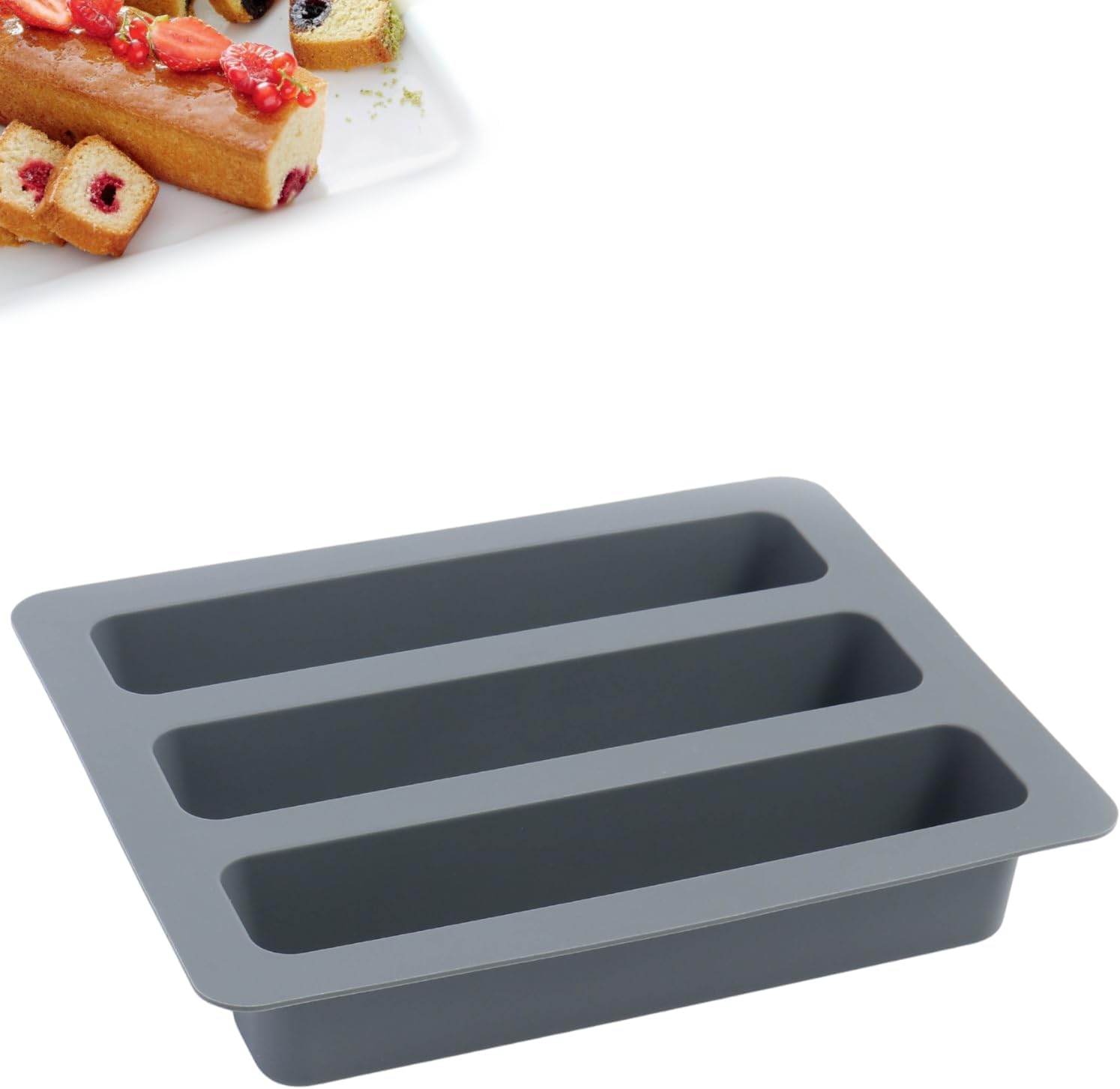 Wondercook - Moule à cake en silicone platinium pour 3 cakes - Moule à patisserie pour mini cake apéro brioche et pain Rectangulaire - apéritif + EBOOK OFFERT