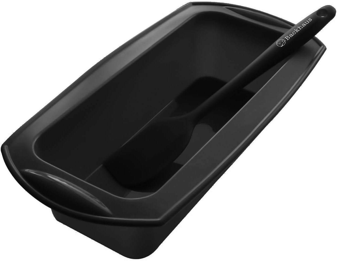 FlexBake Moule à Cake Silicone 22 cm avec Spatule Maryse – Silicone Platinium 100%, Antiadhésif, Sans BPA, Format Idéal Cake, Gateau et Pain Maison, Compatible Four, Lave-Vaisselle – Noir