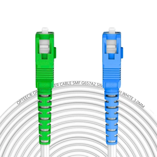 ® - Câble Fibre Optique Blindé - 1M - FREE Freebox Pop, Pos S, Ultra, Ultra Essentiel, Révolution Light - Rallonge/Jarretière - SC/APC à SC/UPC Renforcé - Garantie 10 Ans - Blanc (1M)
