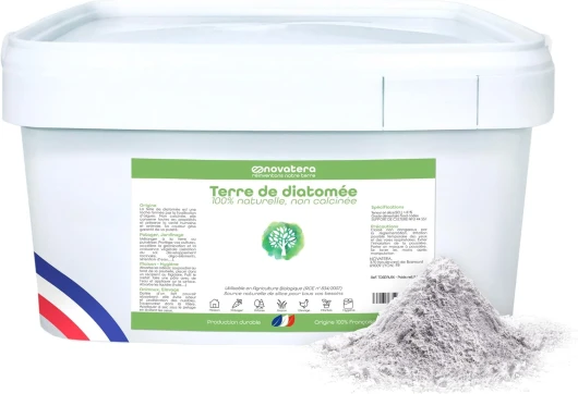 Terre de Diatomée 100% Naturelle & Française - Ultrapure, Non Calcinée, Ecocert - Entretien, Jardin, Animaux, Élevage, Agriculture Biologique - Seau, 5kg