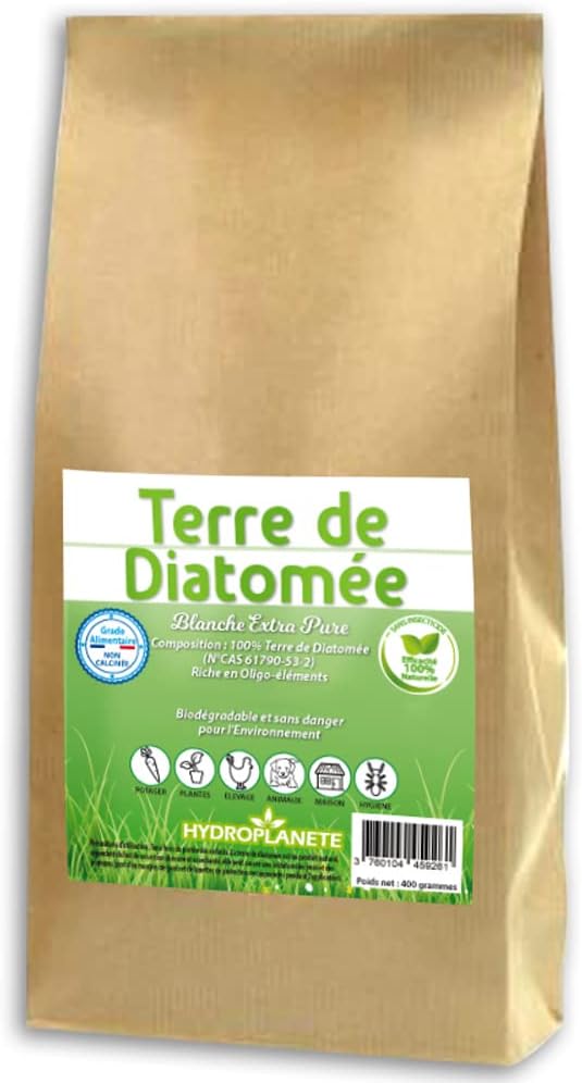 Terre de Diatomée Blanche 400g 1kg 2kg 5kg 10kg 20kg - Grade Alimentaire, Haute pureté 100% Naturelle (400g) 400 g (Lot de 1)