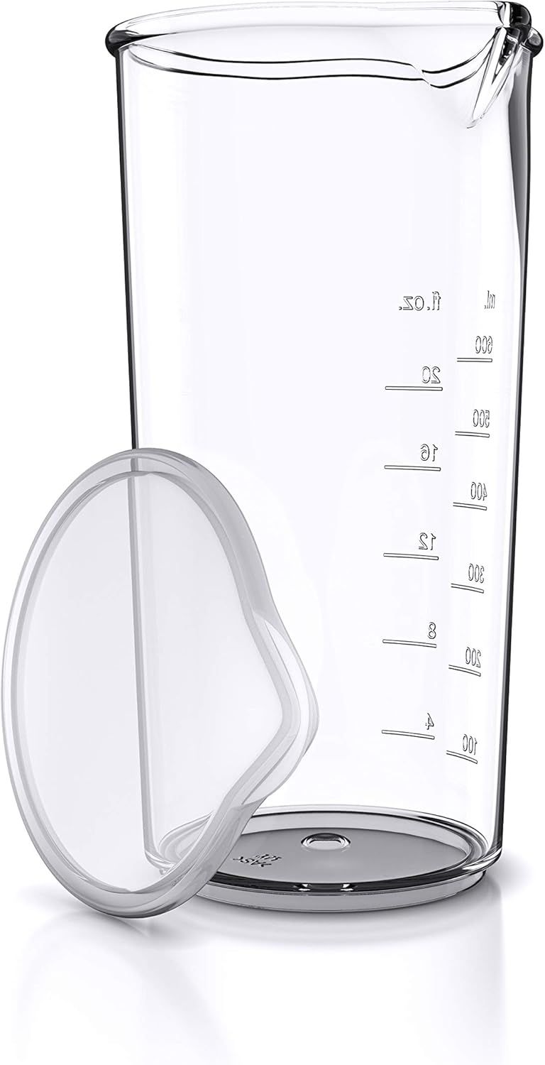 Verre doseur en plastique gradué 600 ml et 20 onces - verre mesureur transparent - idéal pour les mixeurs électriques et les fouets - pichet mesureur cuisine - verre gradueur - gobelet