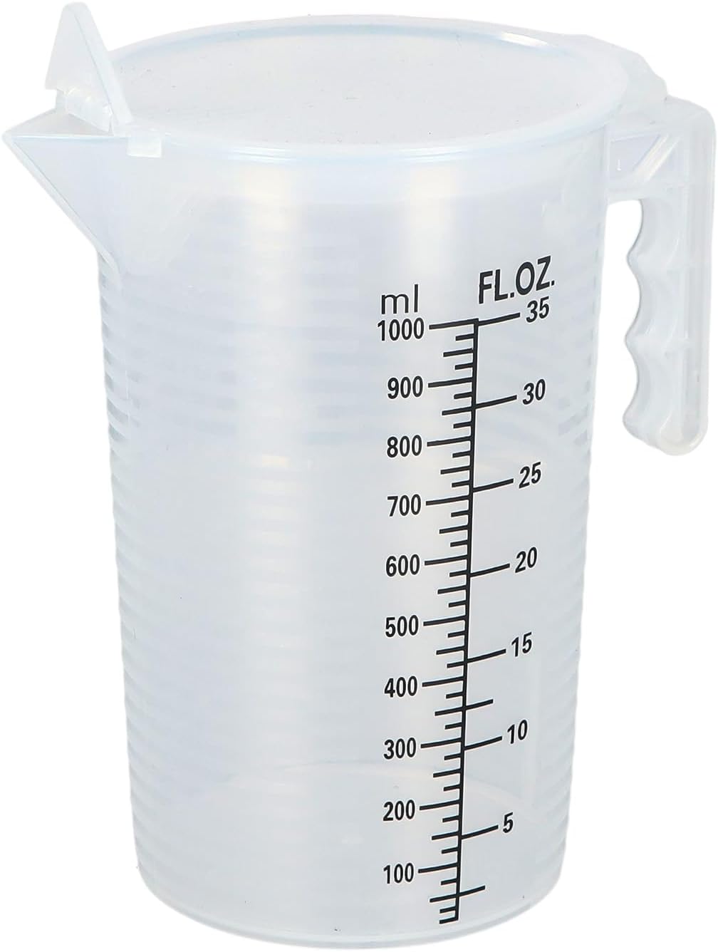 Granvoo 1L Verre Doseur, Verre Doseur Plastique, Gobelet Doseur avec Couvercle, Transparent Doseur en Plastique, Verre Doseur Cuisine Compatible Lave-Vaisselle