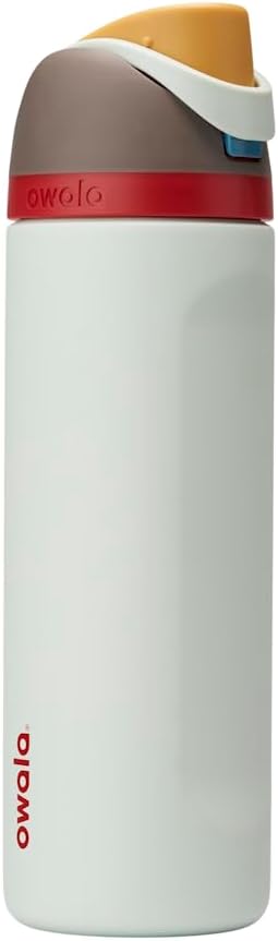 FreeSip Bouteille d'eau isotherme en acier inoxydable avec paille pour le sport et les voyages, sans BPA, 710 ml, boneyard