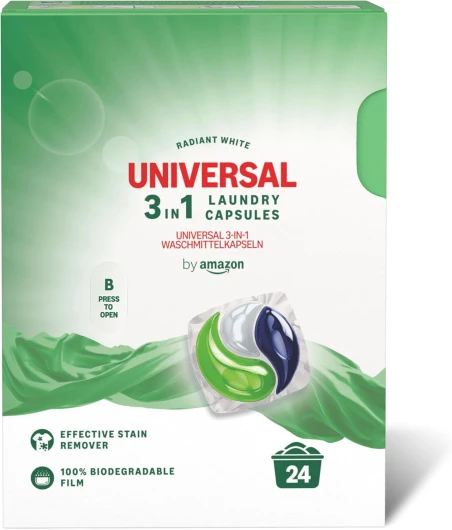 Capsules de lessive universelles 3 en 1, 24 lavages