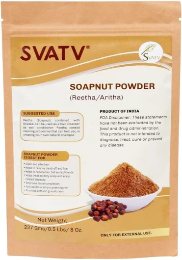 Noix De Lavage Poudre Reetha Aritha Poudre De Noix De Savon Sapindus Laurifolia Pour Cheveux Soyeux - Excellent Conditionneur - 227 Grammes