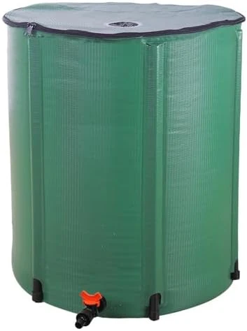 Bonnlo Récupérateur d’Eau Pliable 250 litres -Baril,Réservoir d’Eau de Pluie pour Jardin et Nettoyage,Étanches et Faciles à Ranger，avec Robinet et Filtre Inclus[Vert] (250L)