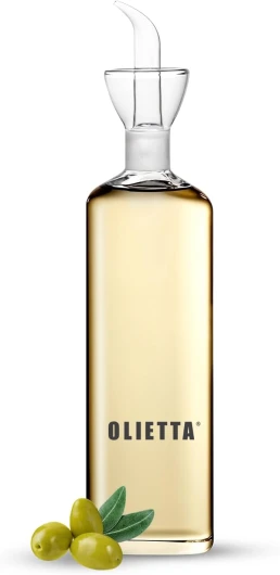 Olietta Bouteille en Verre pour Huile d'olive et Vinaigre de 500 ML - Huilier en Verre Anti-Goutte et Anti-fuites - Idéale pour Verser des Liquides - Facile à Nettoyer Pot Huile D'Olive - Bocal Huile