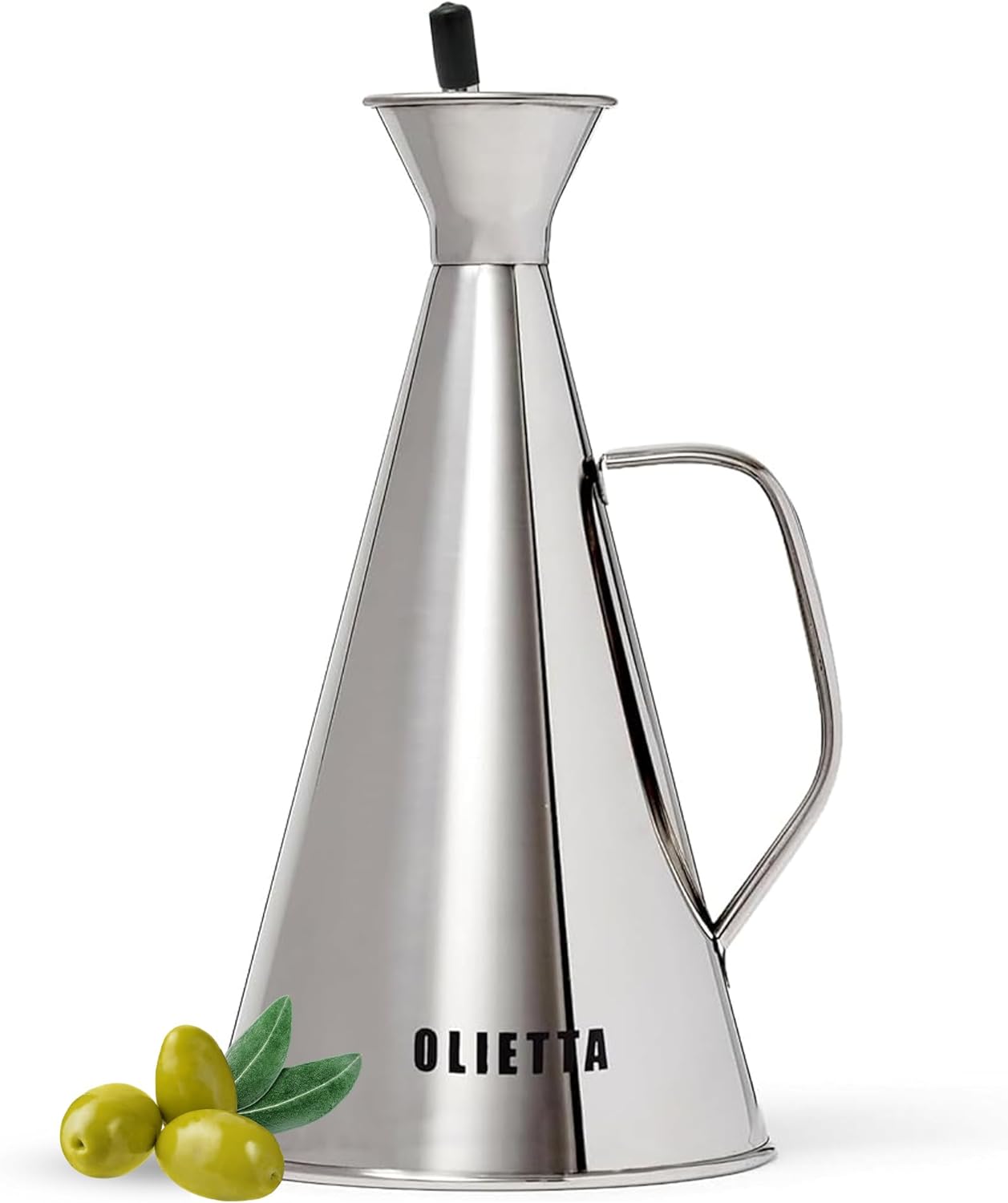 Olietta Bouteille à Huile ou Vinaigre avec Bec Verseur Anti-Gouttes en Acier Inoxydable 500 ml 0,5 Litre – Idéal pour faire couler l’huile d’olive et autres liquides – Étanche, facile à nettoyer 500 ml Inox