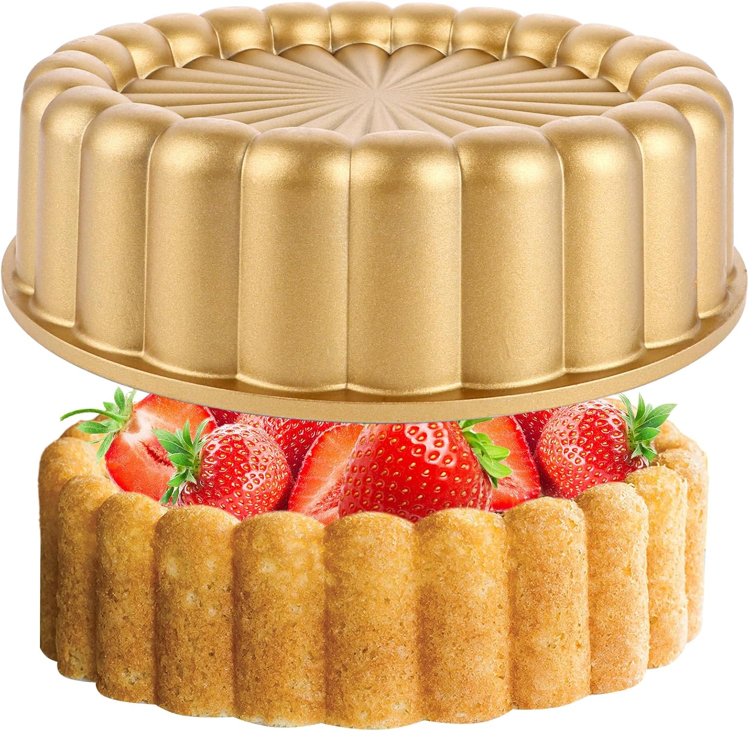 LOPYXBR Charlotte Moule à gâteau, 23,7 x 7 cm, en aluminium, forme ronde, accessoire de cuisine, décoration pour Noël, mariage, Saint-Valentin