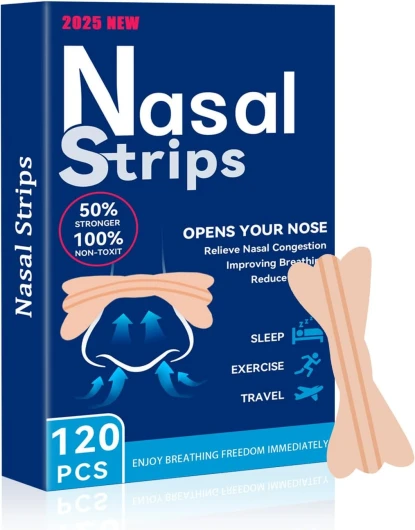 120 Pièces Nasal Strips Bandelette Nasales,Dispositifs anti Ronflement Efficace Puissant,Ecarteur Nasal Taille Large Patch Anti Bandelette Nasales Pour une Meilleure Respiration (Teint)