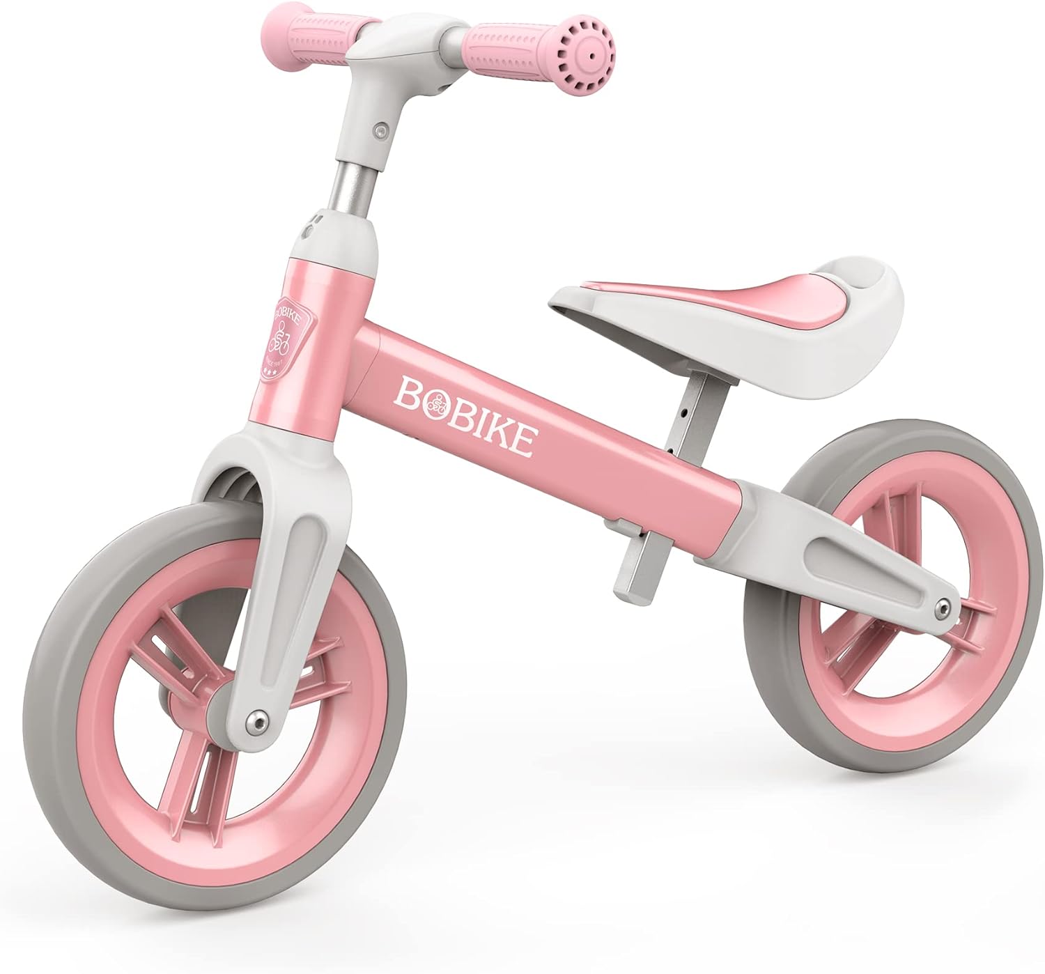 Draisienne Enfants Vélo Bébé sans Pédales de 1.5-4 ans Jusqu'à 25 kg,Volant et Selle Réglables en hauteur, Antivol de Direction,Vélo d'enfant ultra Léger Vélo d'équilibre pour Garçons Filles,Argent Rose