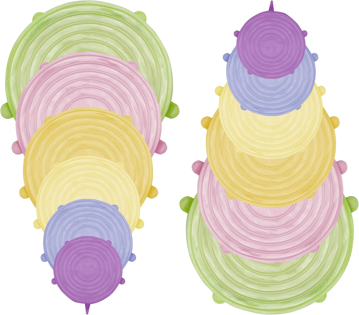 C102COC101 Couvercle Silicone Alimentaire, 12 Pièces Colorées - Couvercle Extensible en Silicone Différentes Dimensions