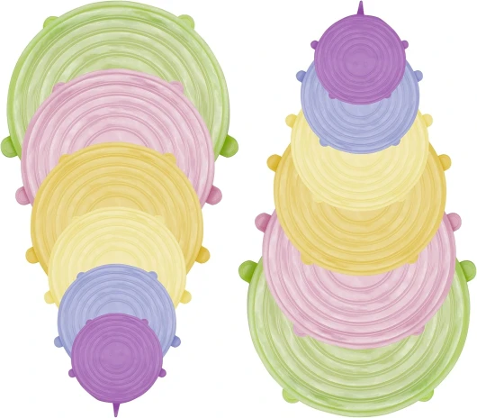 C102COC101 Couvercle Silicone Alimentaire, 12 Pièces Colorées - Couvercle Extensible en Silicone Différentes Dimensions