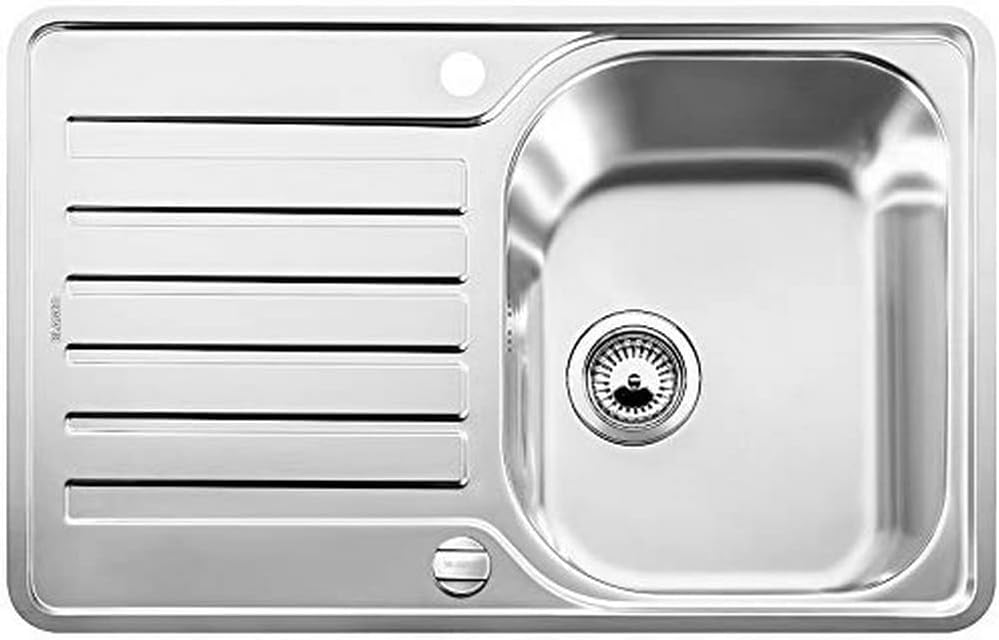 BLANCO LANTOS S-IF Compact 519059 Évier, Acier Inoxydable à Finition Brossée, Meuble Sous Évier 45 cm Acier Inoxydable À Finition Brossée Meuble sous-évier de 45 cm Égouttoir raccourci