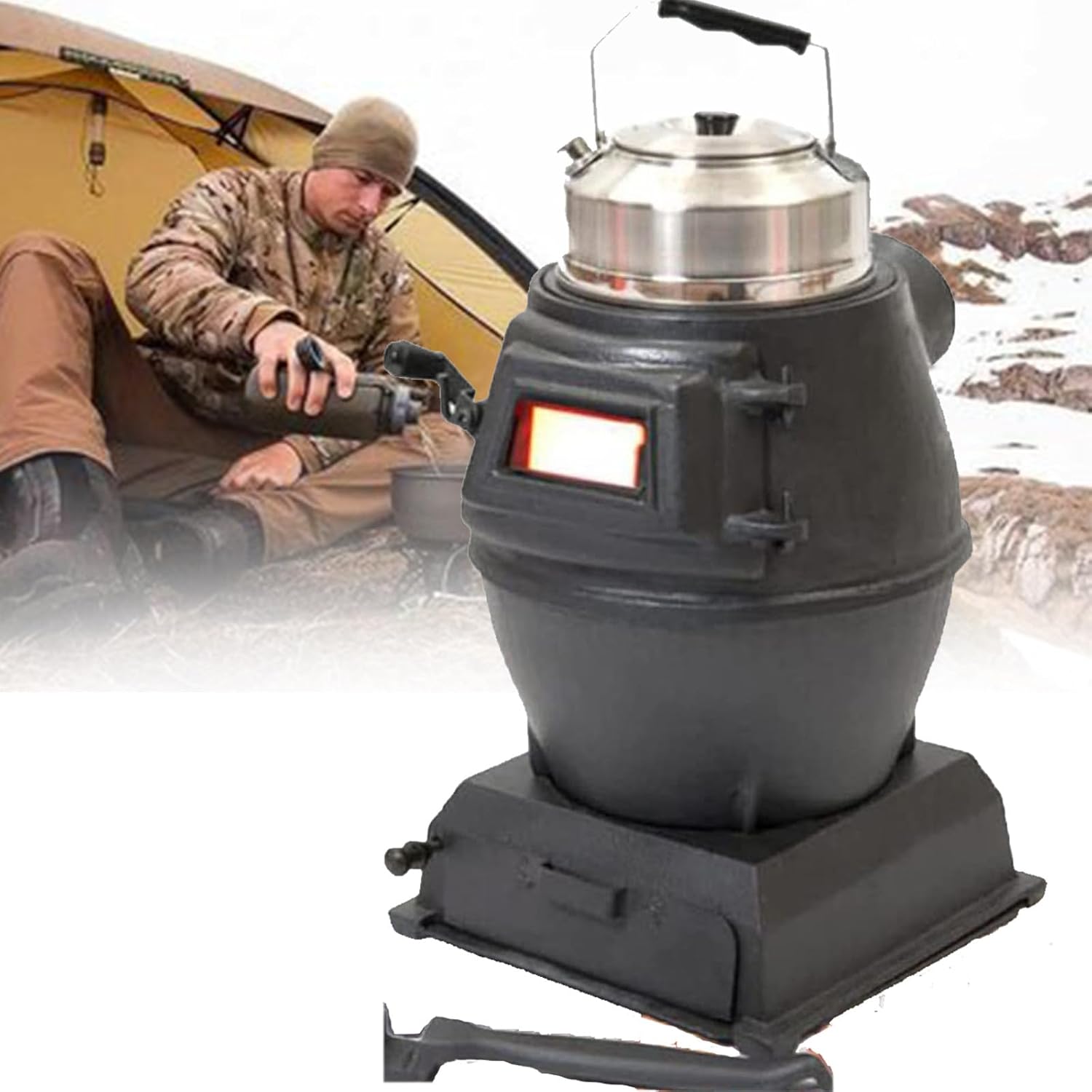 DPQYJPP Poêle de Camping en Fonte, poêle à Bois Portable, Mini poêle Multi-Combustible pour Chauffage intérieur extérieur/Camping/Cuisine
