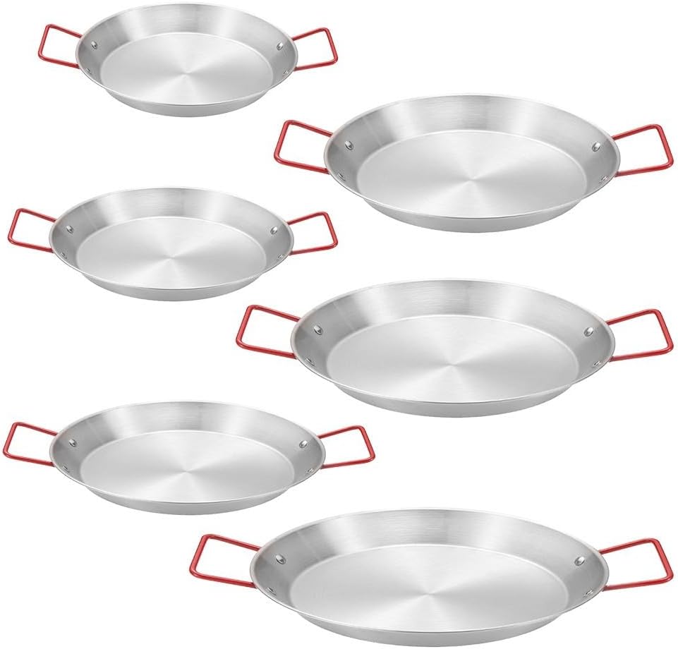 Poêle à paella au design contemporain en acier inoxydable pour chefs à domicile (26 cm) 26cm