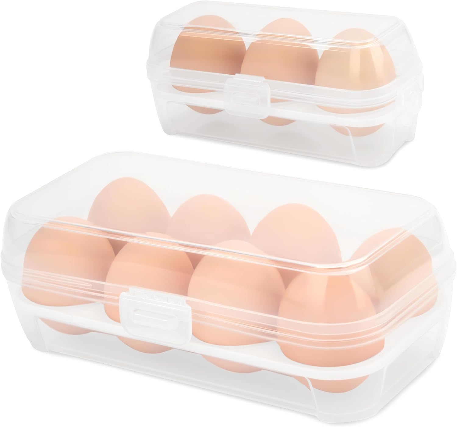 Heveer Boîte à œufs Boite a Oeufs en Plastique Transparent Boîte de Conservation des œufs Portable pour Pique-nique Camping Cuisine 2 Tailles