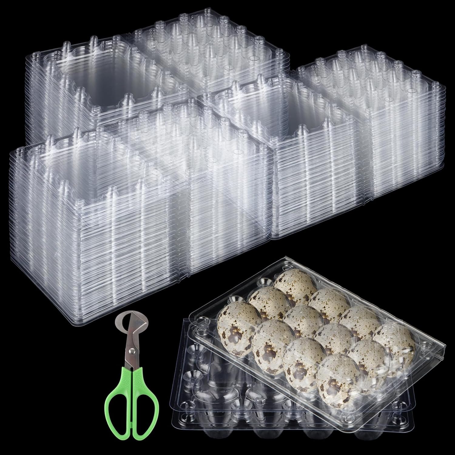 ZOFUN Lot de 150 boîtes à œufs de caille, 12 grilles en plastique, boîtes à œufs de caille, boîtes à œufs de caille, boîtes à œufs en PVC, boîte de rangement pour œufs de caille